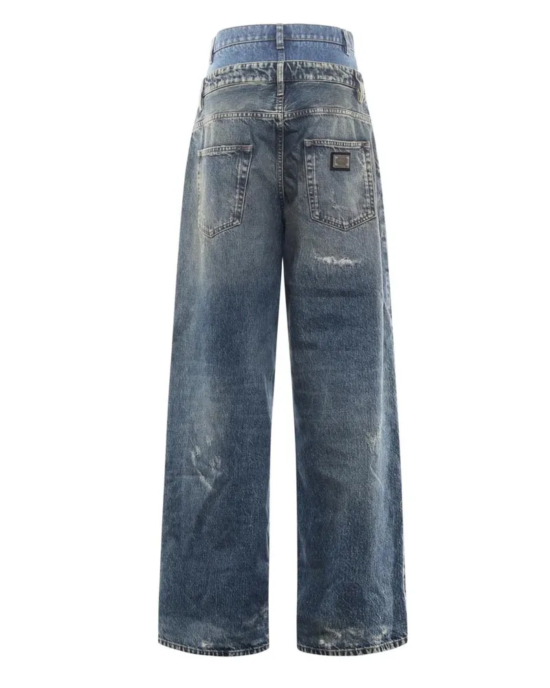 Dolce & Gabbana Double-Layer Cotton Jeans — Blue Blue