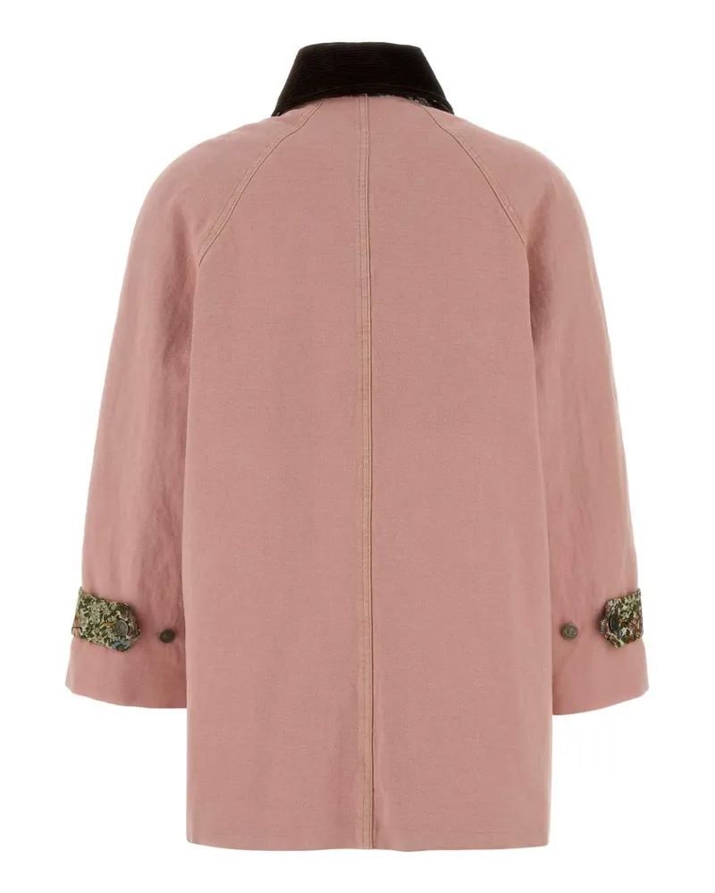 Valentino Garavani Women's Pink Denim Jacket Oldrose Cotton Linen Pink