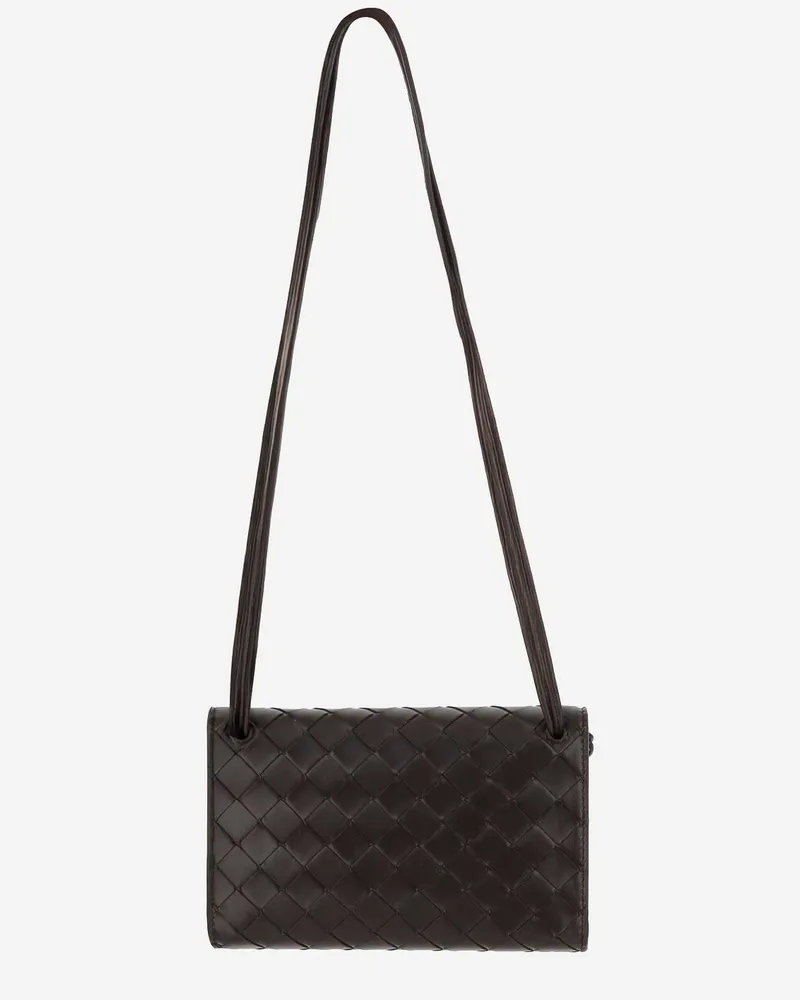 Bottega Veneta Women's Clutch Andiamo Lambskin Dark Brown Bags Brown