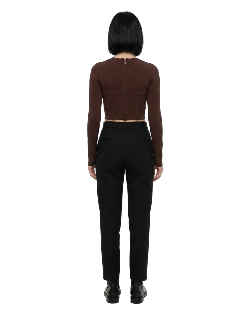 Dolce & Gabbana Women Brown Elastane Long Sleeve T-Shirt Brown