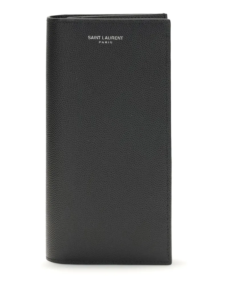Saint Laurent Men's Wallet Grained Leather Black Calf Umbrellas Black