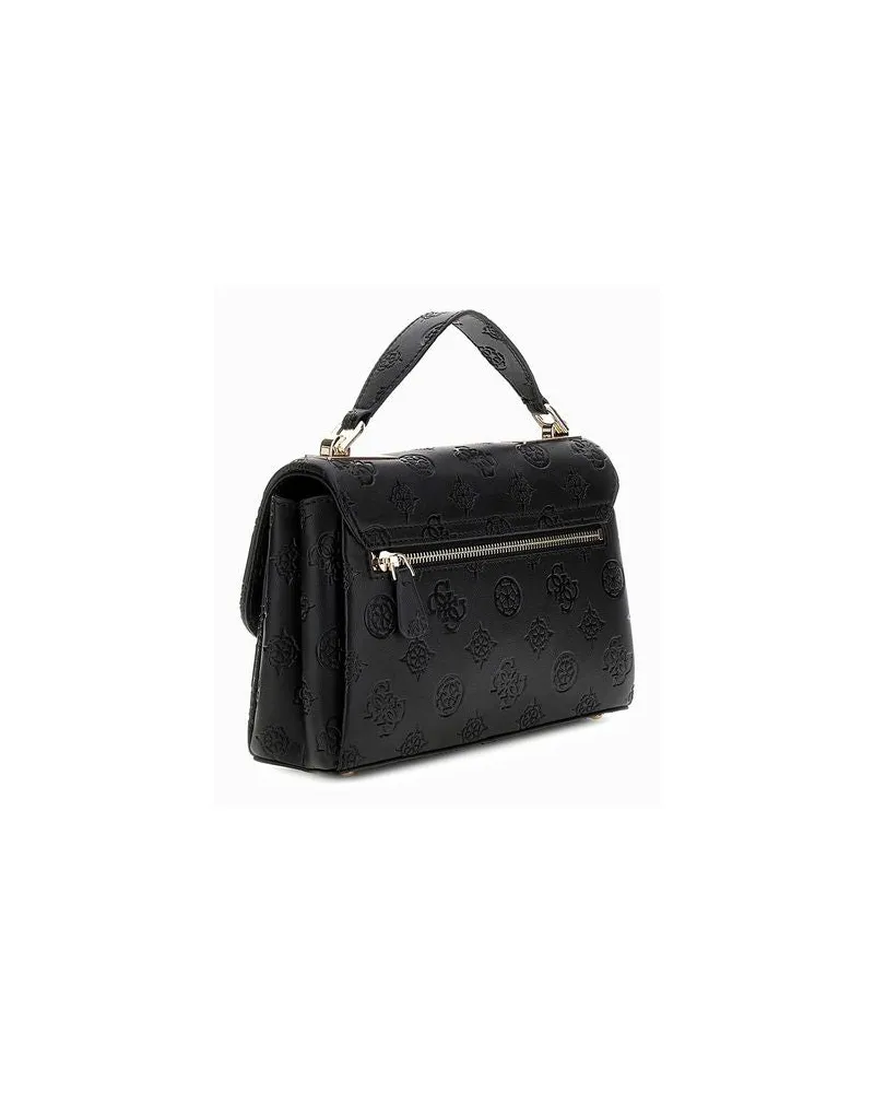 Guess Women's Top Handle Bag Black Logo Polyurethane - Top-Handle-Bags Black