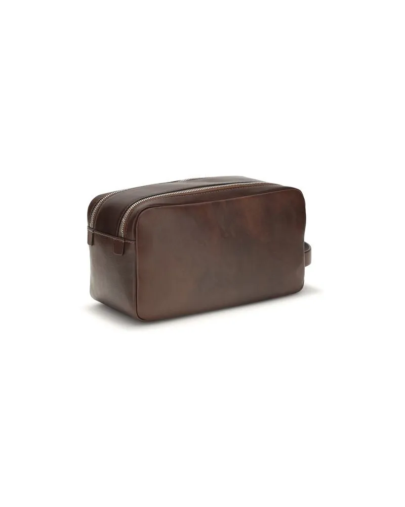 Brunello Cucinelli Men's Brown Calf Leather Bos Taurus Wallet Brown
