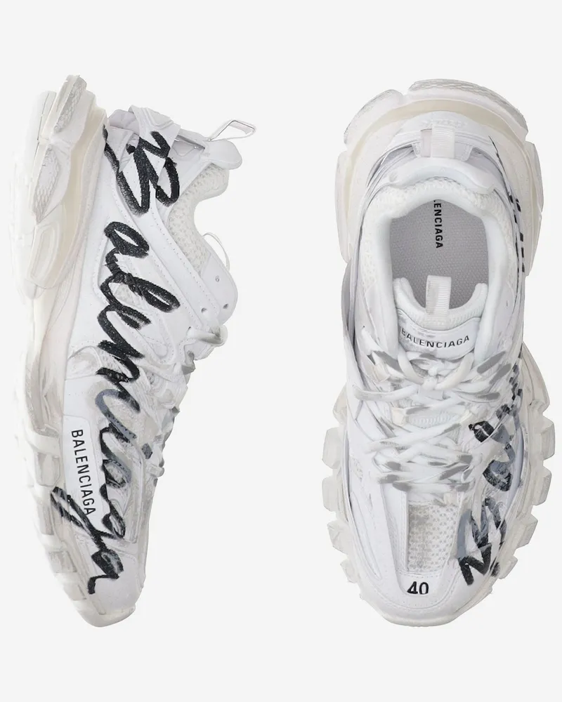 Balenciaga Women's Sneakers Track Signature White Polyurethane Trainers White