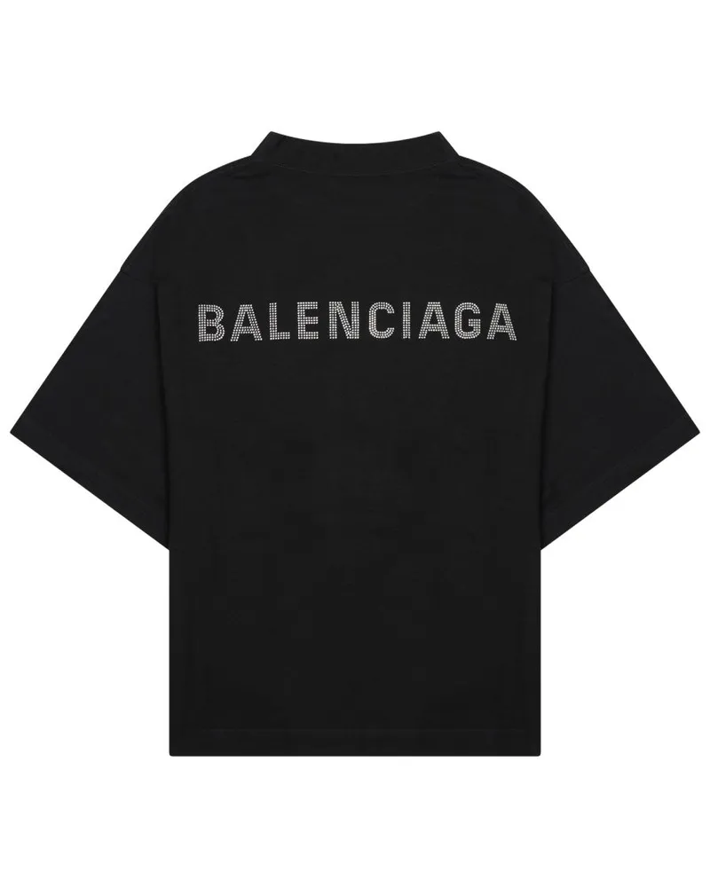 Balenciaga Logo-Embroidered T-Shirt — Black Black