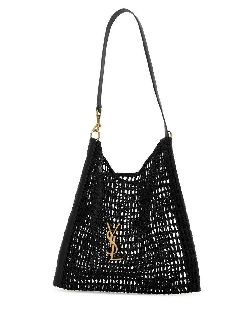 Saint Laurent Men's Black Raffia Shopping Bag Neronero Borse A Mano Black