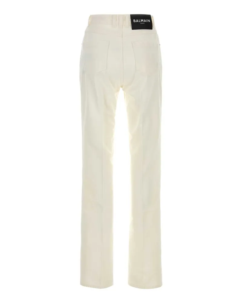 Balmain Women's White Denim Jeans 0fc Blanc Cassé Cotton White