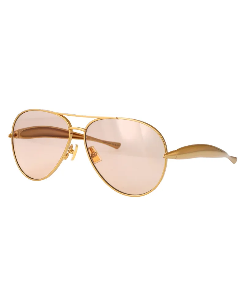 Bottega Veneta Unisex Sunglasses Bv1305s Gold Gold-Gold-Brown Metal Gold/gold/brown Gold