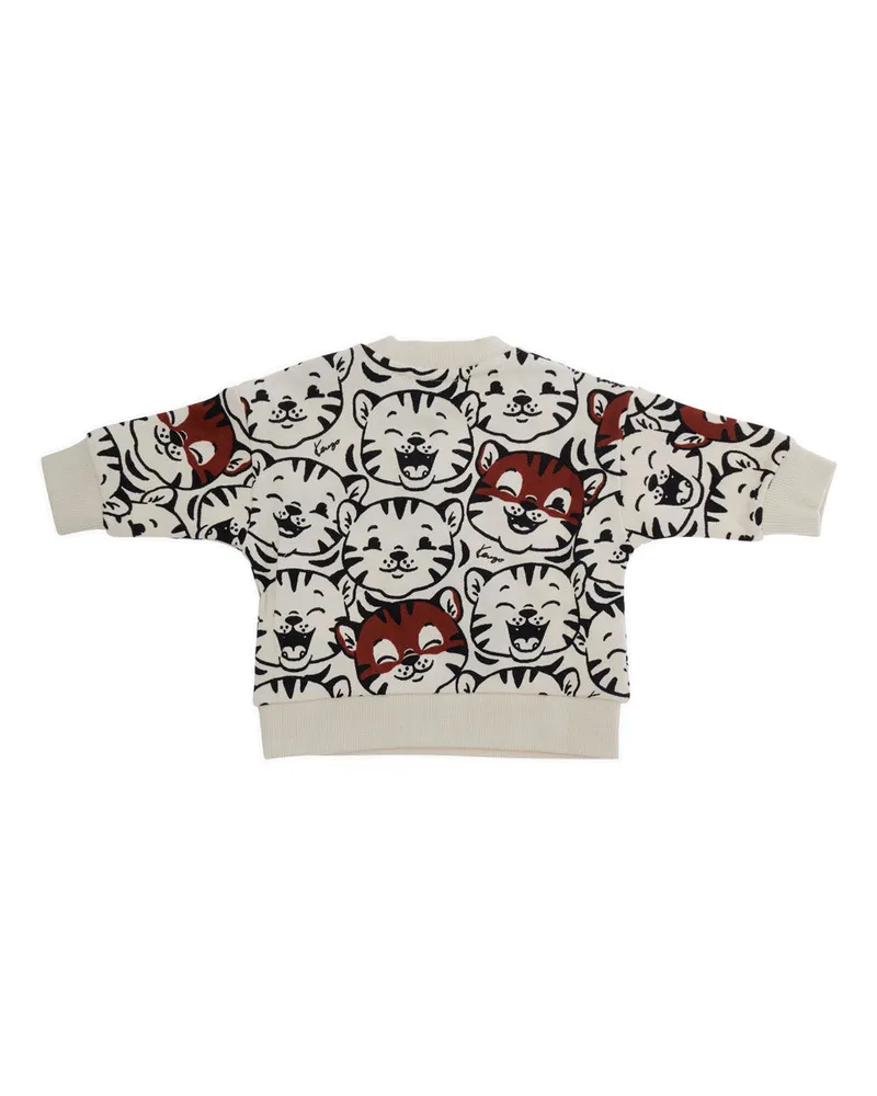 Kenzo Animal-Print Cotton Sweatshirt — Beige Beige