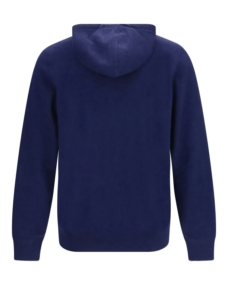 Brunello Cucinelli Cashmere Zip-Up Hoodie — Navy Dark