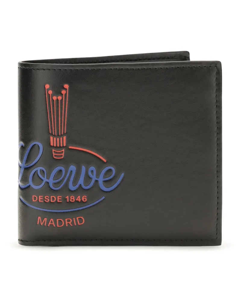 Loewe Men's Bifold Wallet Crown Black Calf Leather (bos Taurus) Umbrellas Black