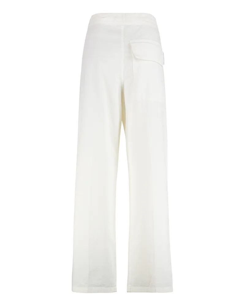 Victoria Beckham Women's Cotton Trousers White Wide-Leg White