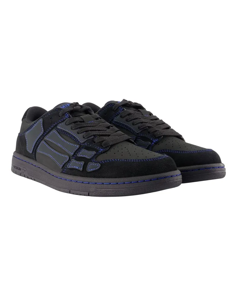 Amiri Men's Skel Top Low Sneakers -  Leather Black Calfskin Shoes Black