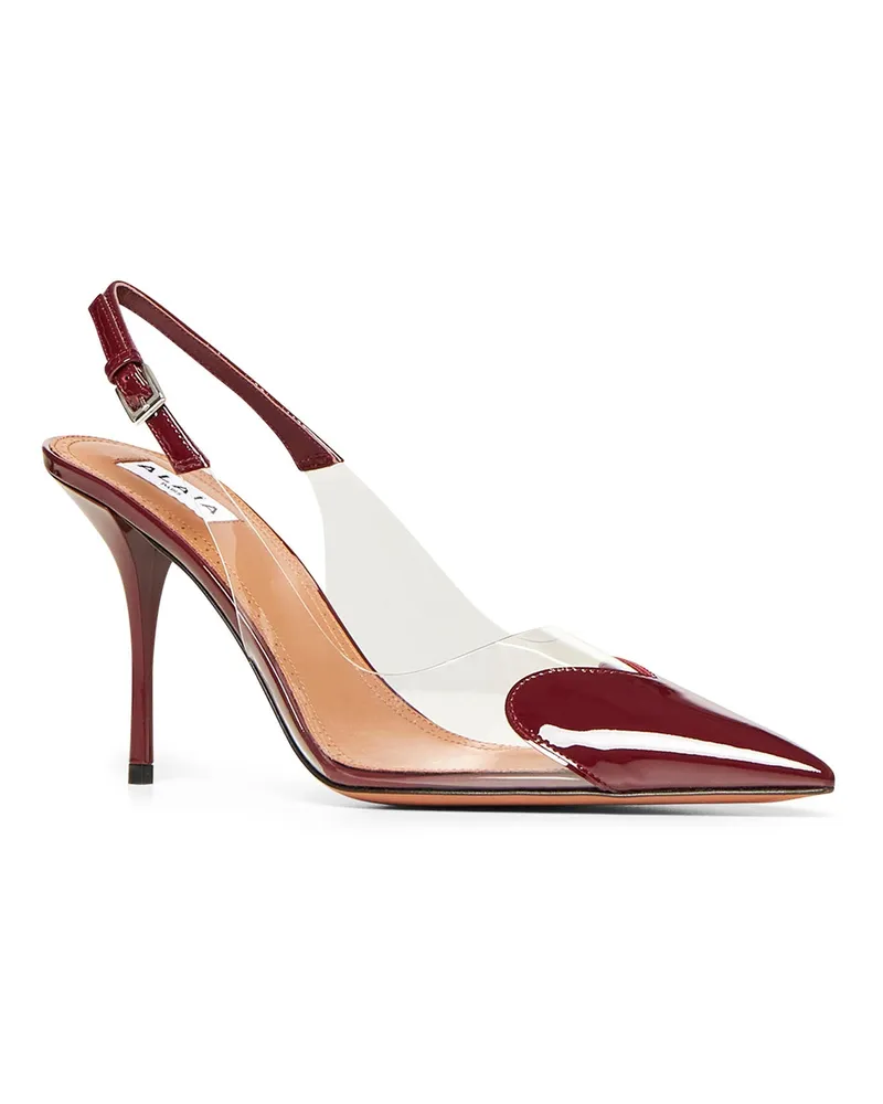 Alaïa Women's Slingback Pumps Le Cœur Burgundy Lambskin High Heel Shoes Burgundy