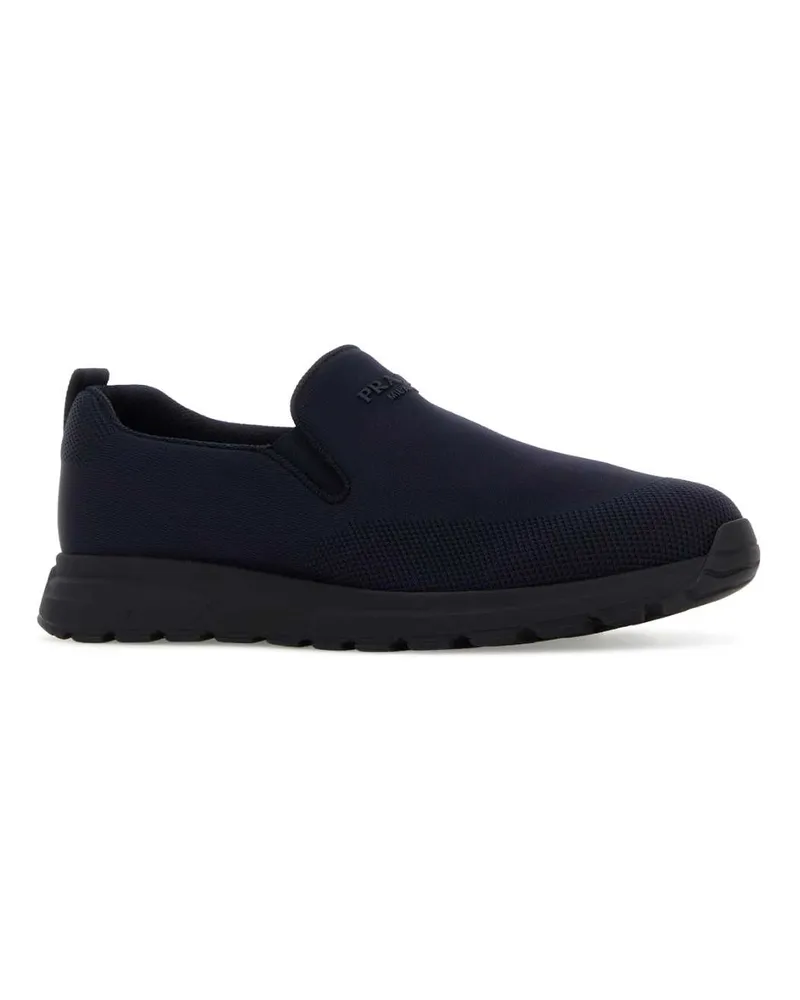 Prada Men's Dark Blue Jersey Slip Ons Blu Sneaker Navy