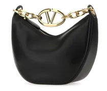 Women's Moon Shoulder Bag Black Lambskin Leather
