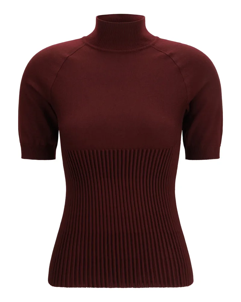 Alaïa Women's Rib Wool Top Burgundy Tops Burgundy