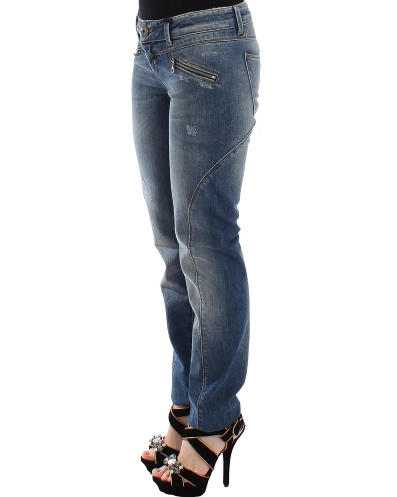 Ermanno Scervino Women's Blue Slim Jeans Denim Pants Straight Stretch Cotton Blue