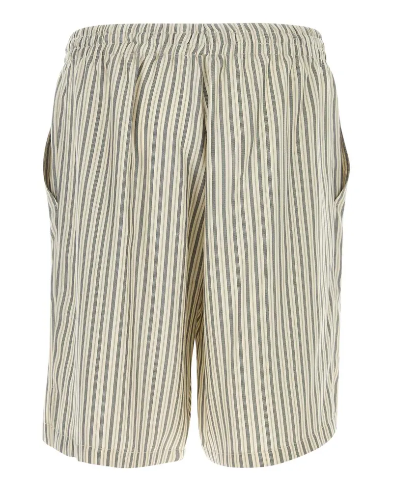 Le Kasha 1918 Men's Embroidered Silk Bermuda Shorts Blue Exterior Beige