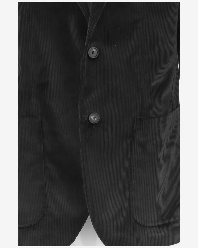 Tagliatore Men's Jacket Ribbed Stretch Cotton Black Black