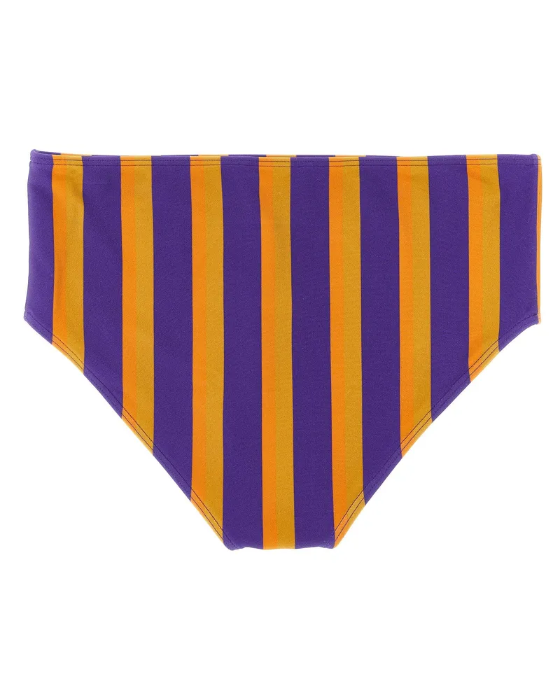 Saint Laurent Striped Technical Bikini Briefs — Purple Purple
