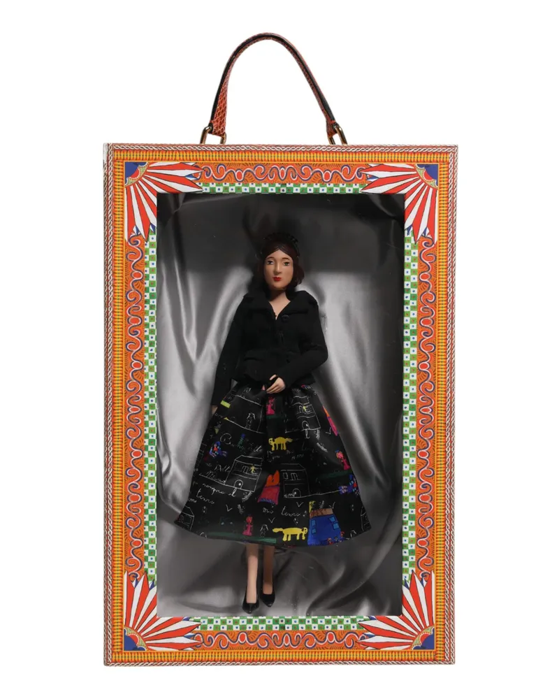 Dolce & Gabbana Black Dress Ceramic Porcelain Fashion Leather Sicily Dolls Silk Accessory Multicolor