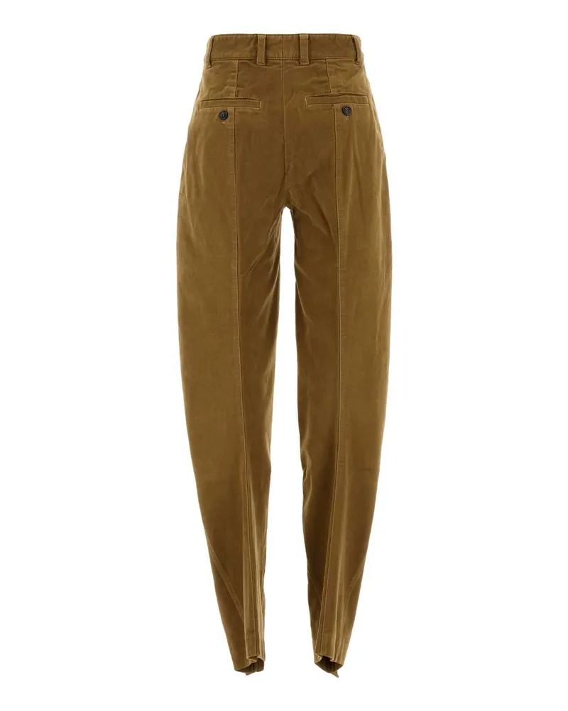 Y/PROJECT Women Caramel Stretch Velvet Pant Darkbeige Exterior: Cotton Elastane Pantaloni Beige