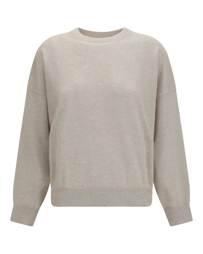Brunello Cucinelli Cashmere with Monili Chain Sweater — Beige Beige