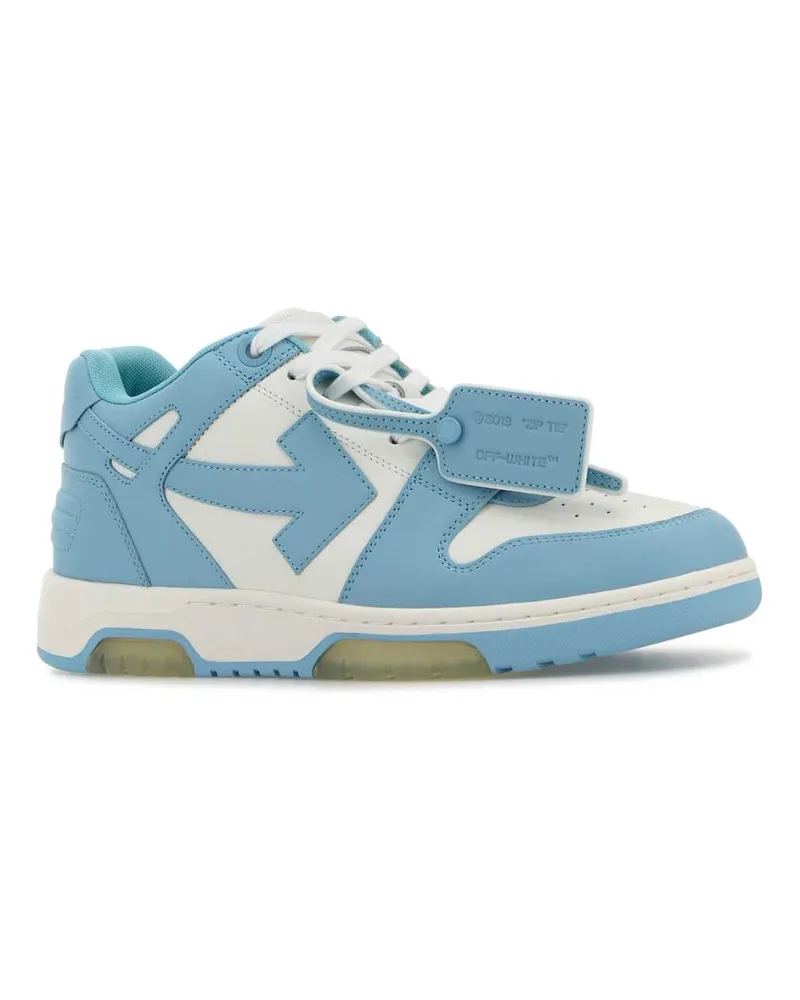 OFF-WHITE Leather Color-Block Sneaker — Blue Blue