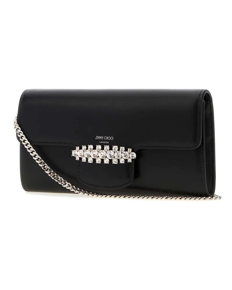 Jimmy Choo Women's Black Leather Bing Wallet Blacksilver Borse A Mano Bag Black