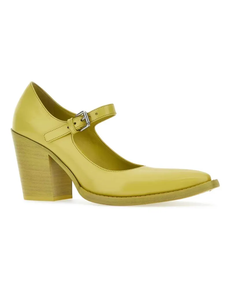 Prada Women's Acid Green Leather Pumps Cedro Vitello Scarpe Con Tacco High Heel Shoes Green
