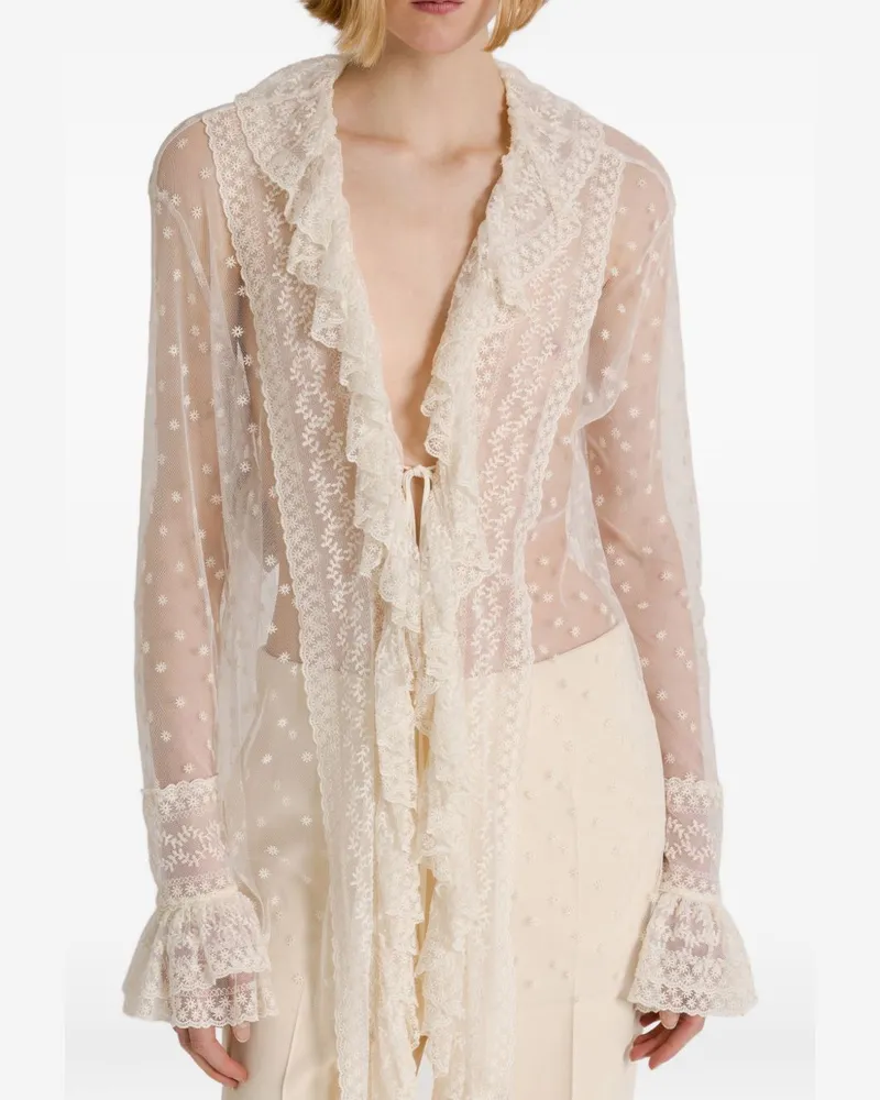 032c Sheer Tulle Blouse — Cream Cream
