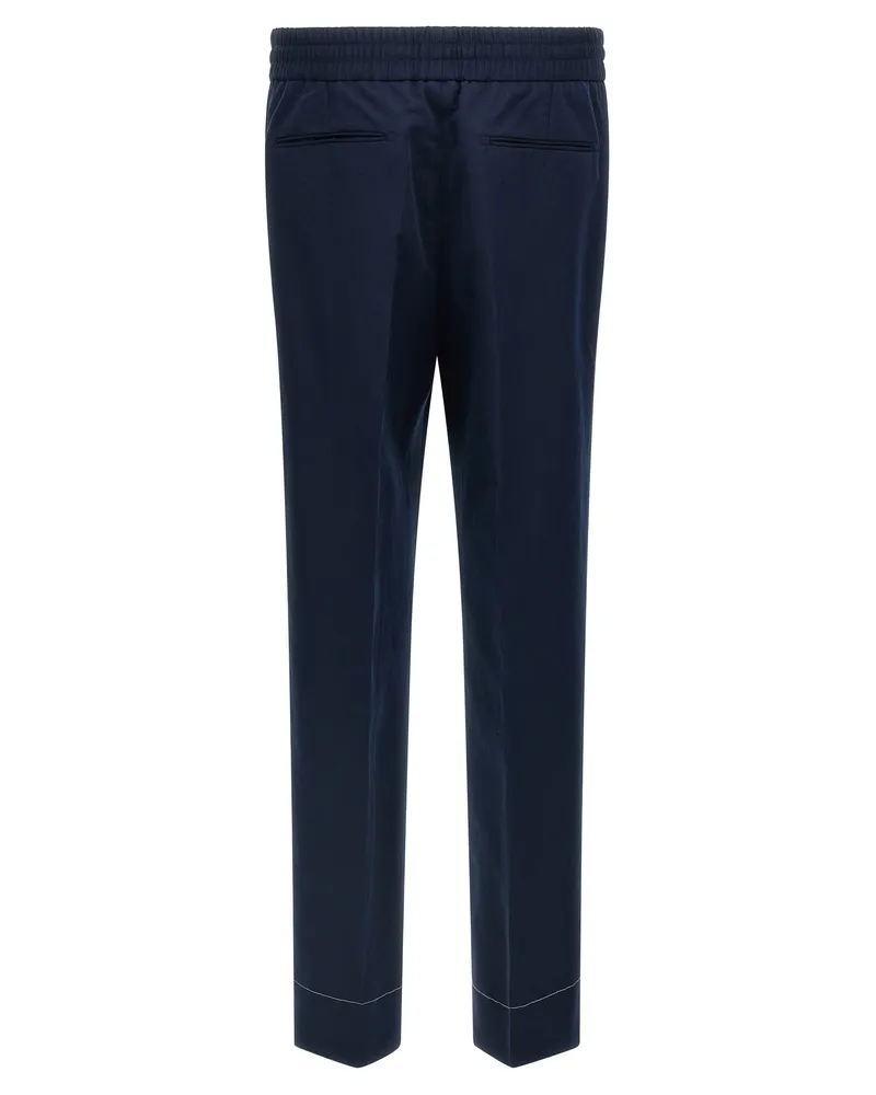 Brioni Men's Blue Linen Casual Pants Blue