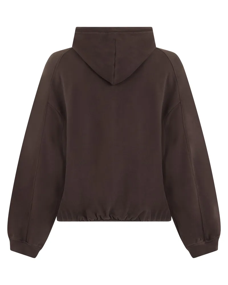 Jacquemus Cotton Zip-Up Hoodie — Brown Brown