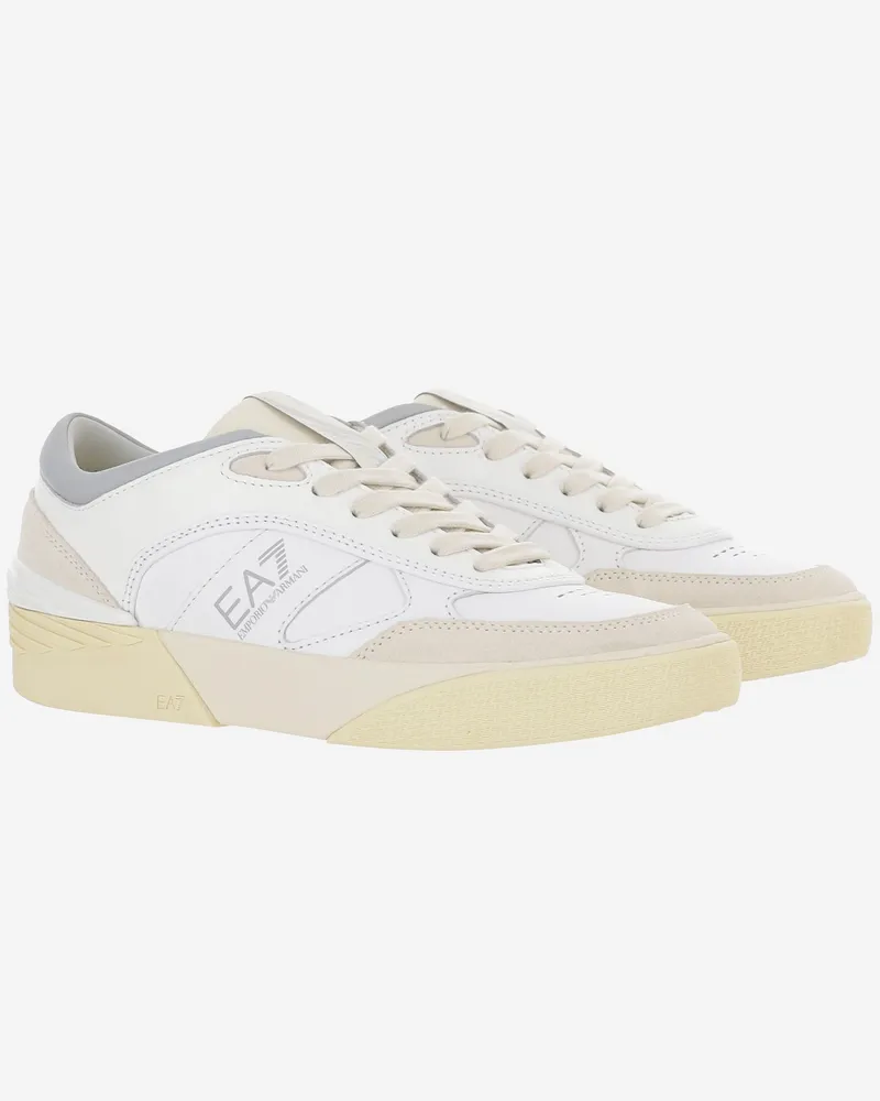 EA7 Leather Low-Top Sneakers — White White