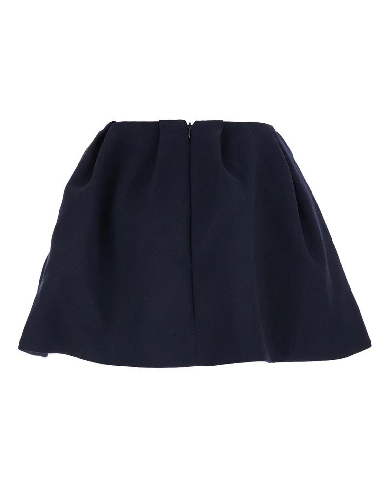SHUSHU/TONG Women's Blue Pleated Wool Miniskirt With Zip Closure Skirt Navy