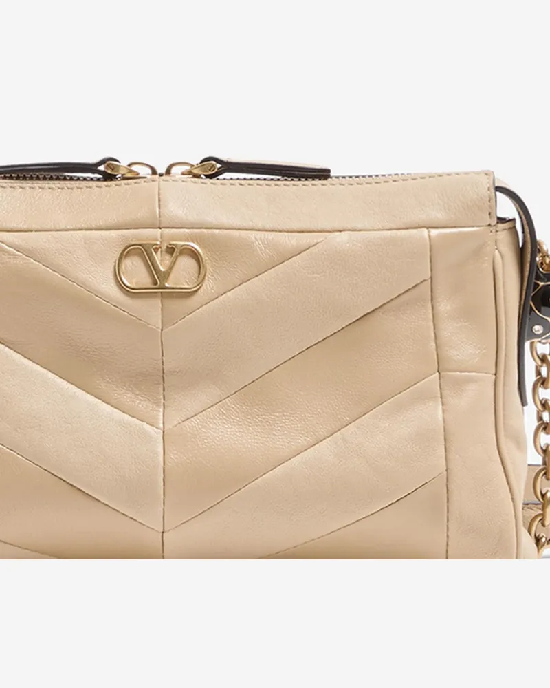 Valentino Garavani Women's Panthea Leather Bag Beige Shoulder Beige