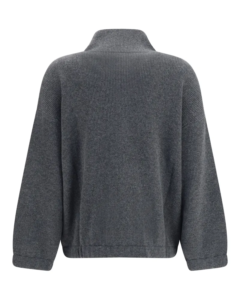 Brunello Cucinelli Women's Cashmere Half-Zip Sweater Piombo Kashmir-Capra Hircus Kashmir/capra Gray