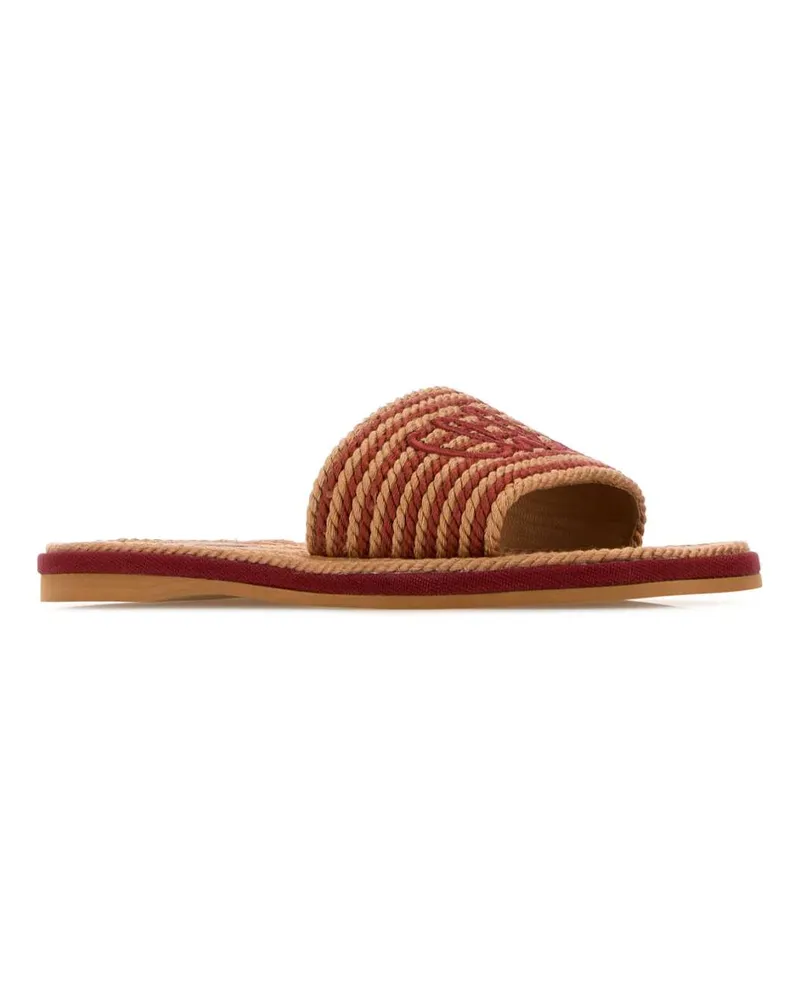 Chloé Women's Embroidered Raffia Chloã¨ Sand Slippers Woodrose Flat Shoes Woodrose
