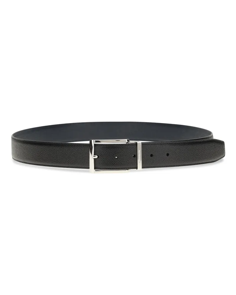 Ferragamo Men's Reversible Belt Skipper Blue Calf Leather Bos Taurus E Braces Blue