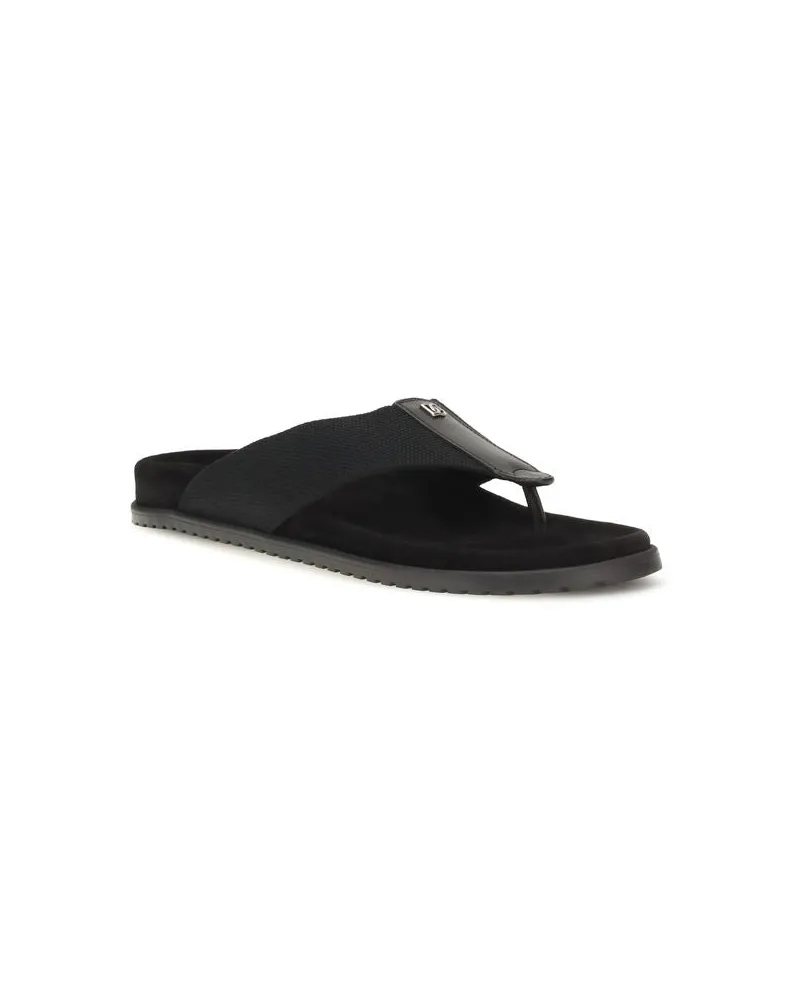 Dolce & Gabbana Men's Black Polyester Flip-Flop Sandals Black
