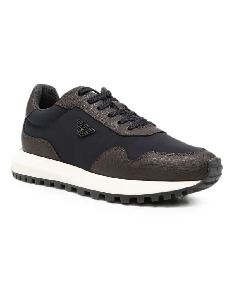 Emporio Armani Two-Tone Panelled Sneaker — Black Black