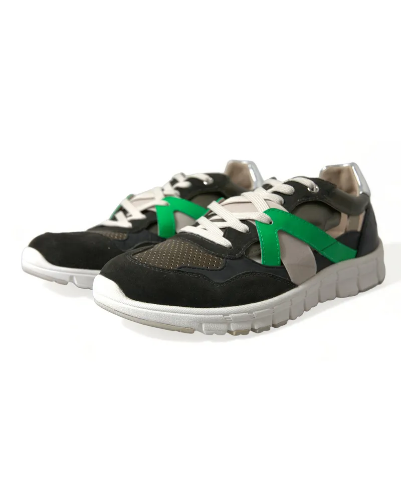 Dolce & Gabbana Men's Multicolor Leather Suede Low Top Sneakers Shoes Multicolor