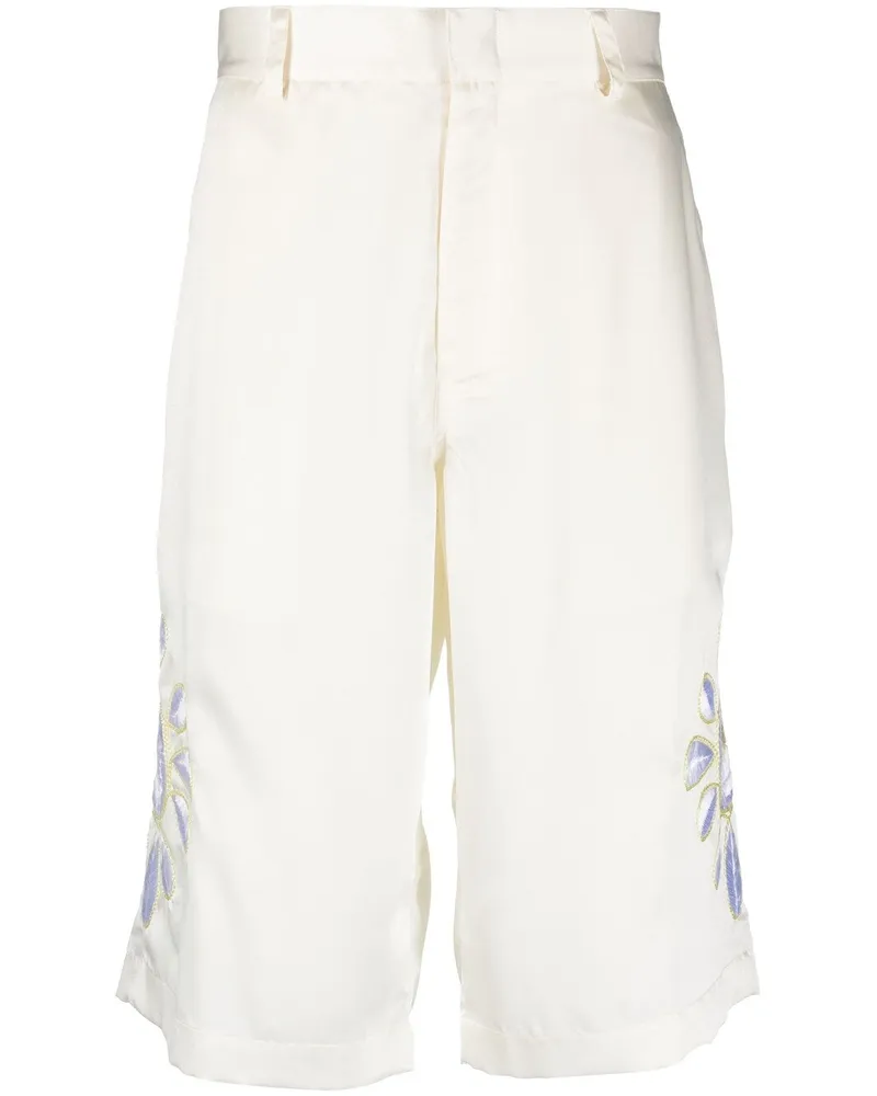 BLUEMARBLE Embroidered Satin Shorts — Cream Cream