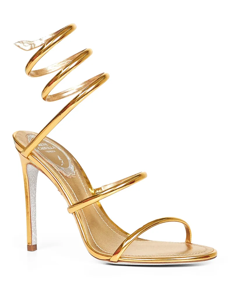 René Caovilla Women's Metallic Gold Cleo 105 Sandals Calf Leather Gold