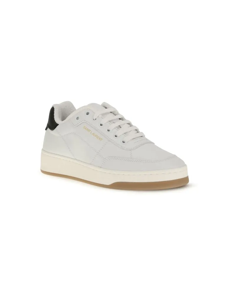 Saint Laurent Women's White Calf Leather Bos Taurus Low Top Sneakers White