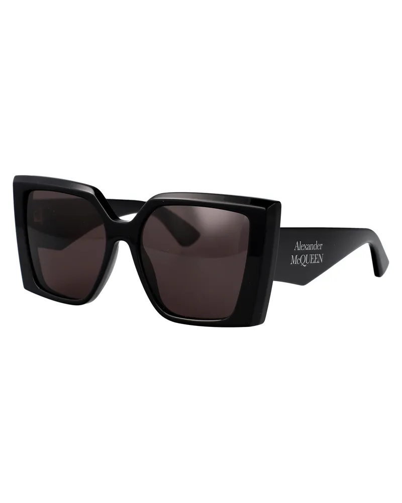 Alexander McQueen AM0467S Injected Square Frame Sunglasses — Black Black