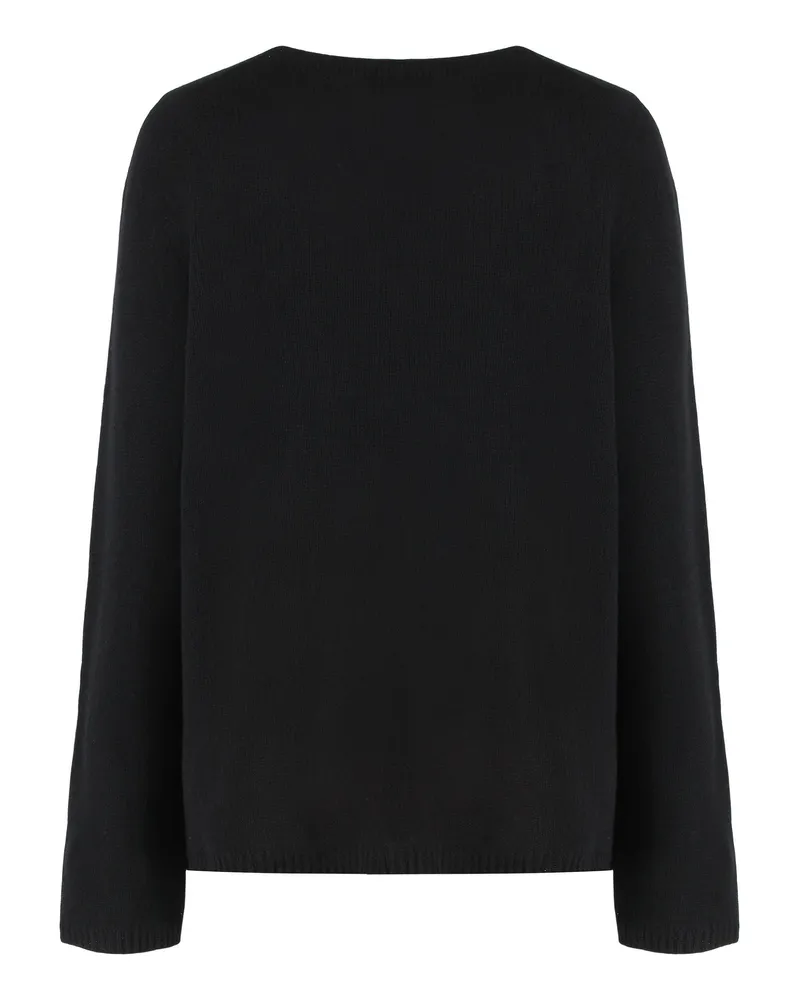 Max Mara Wool and Cashmere Crew Neck Sweater — Black Black