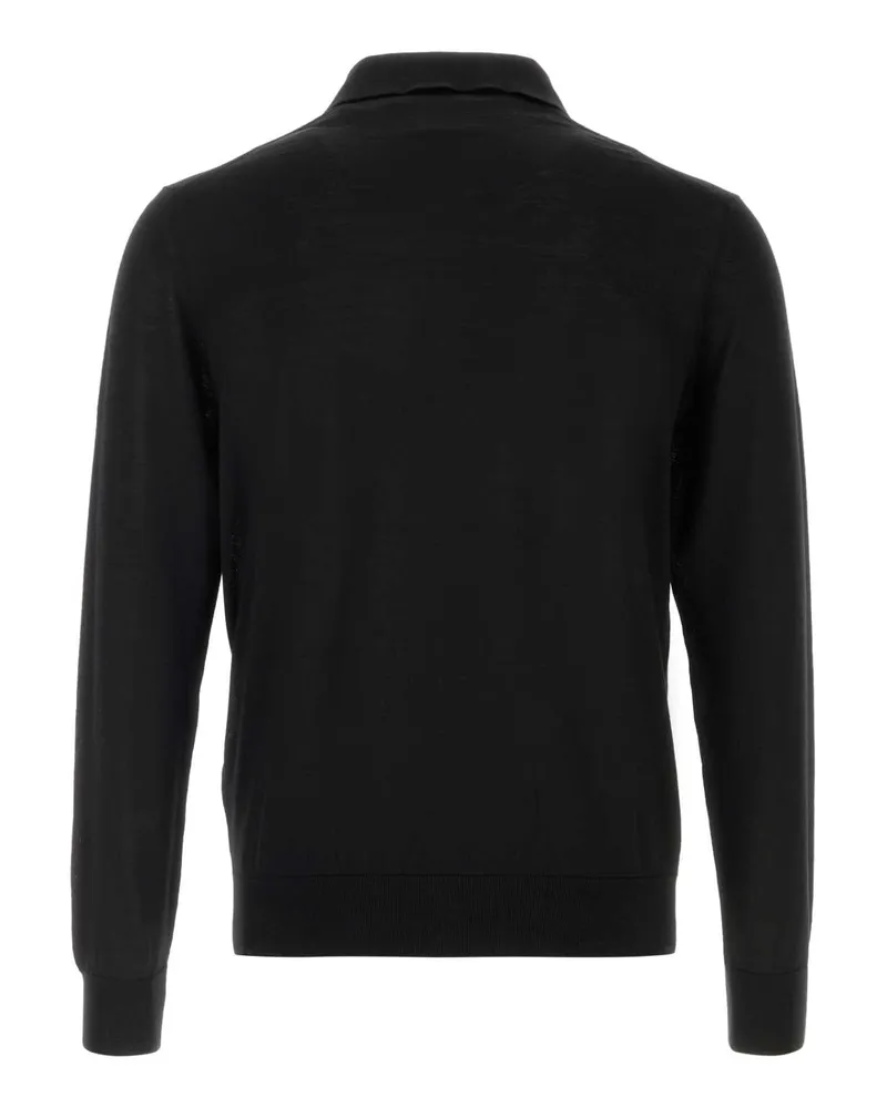 Prada Men's Virgin Wool Polo Shirt Black Black