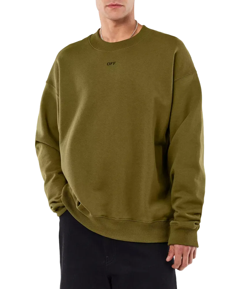 OFF-WHITE Men's Off Stamp Skate Logo Sweatshirt Green Clothing > Knitwear Green